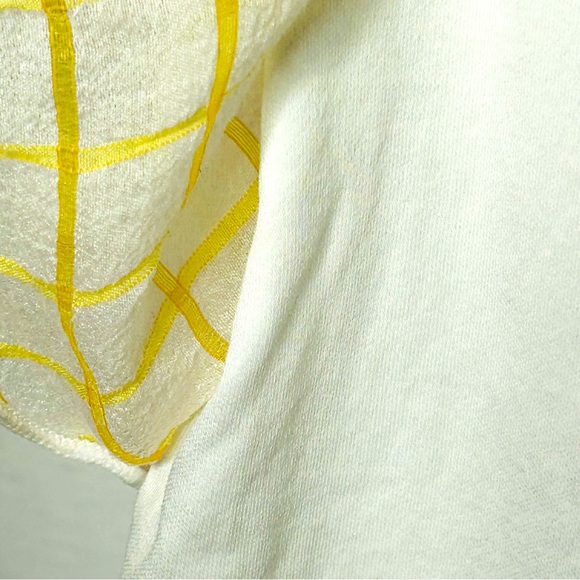 Anthropologie Postage Stamp 9–H15 ST‎ White and Yellow Ruffle Sleeve Top Size XS - Picture 2 of 5